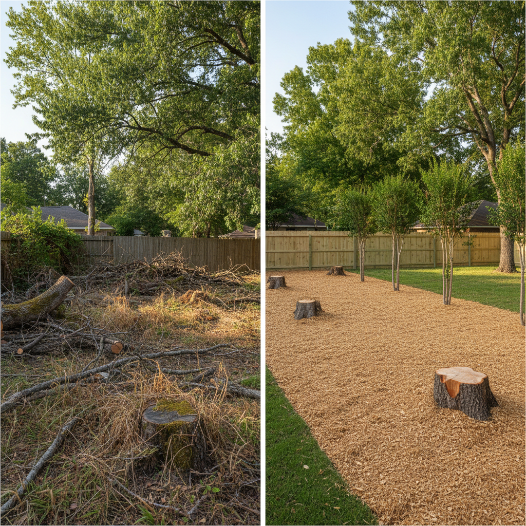 Completed lot clearing work at a residential property in Orange, TX