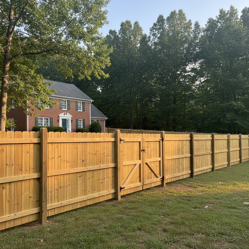 Completed fence repair work at a residential property in Norris, TN