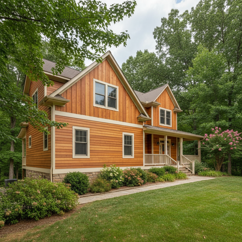 Completed wooden siding work at a residential property in Sevierville, TN