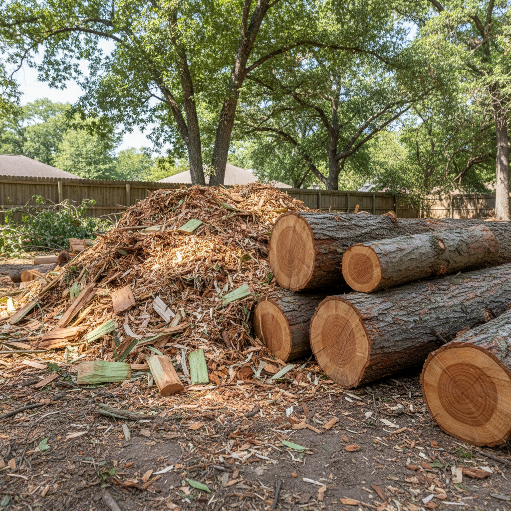 Completed tree removal work at a residential property in Orange, TX
