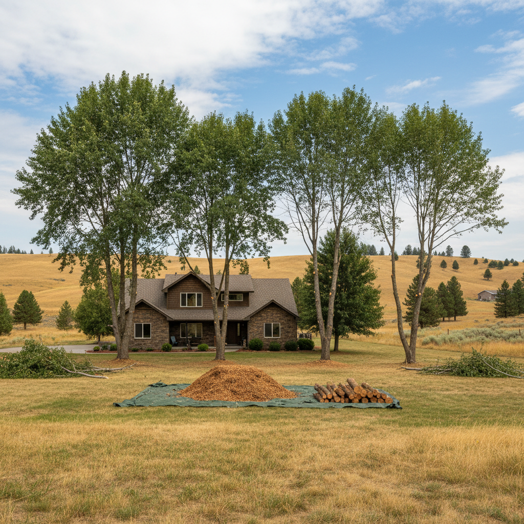 Completed tree trimming work at a residential property in Ellensburg, WA