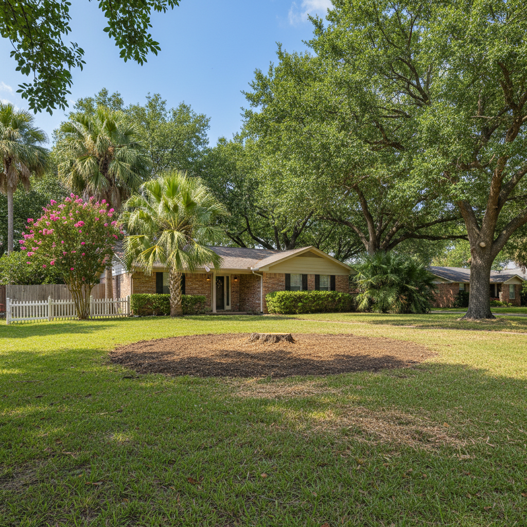 Completed stump grinding & removal work at a residential property in Orange, TX