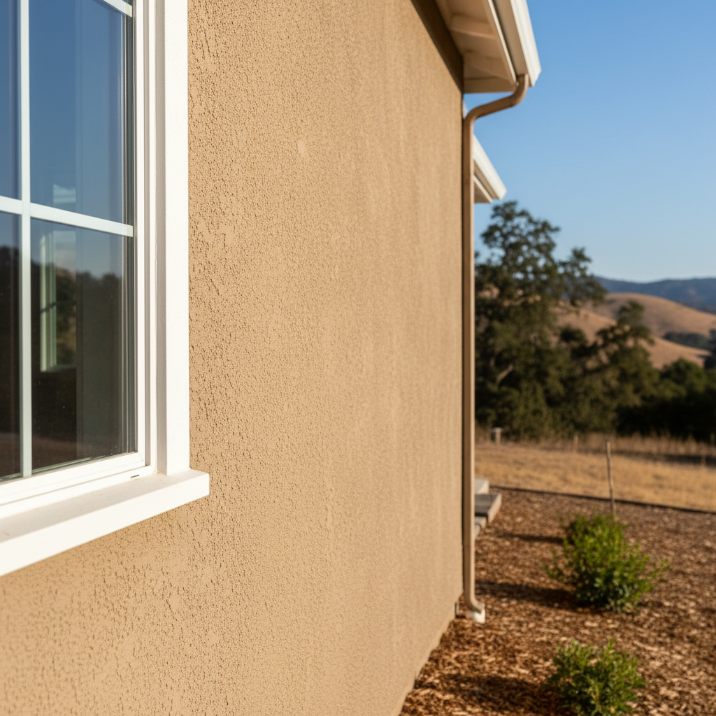 Completed residential stucco work at a residential property in Saratoga, CA