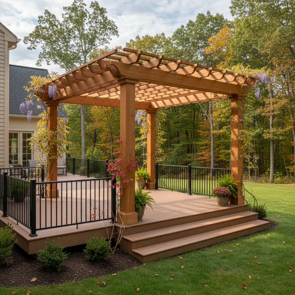 Completed pergola construction work at a residential property in Hamden, CT