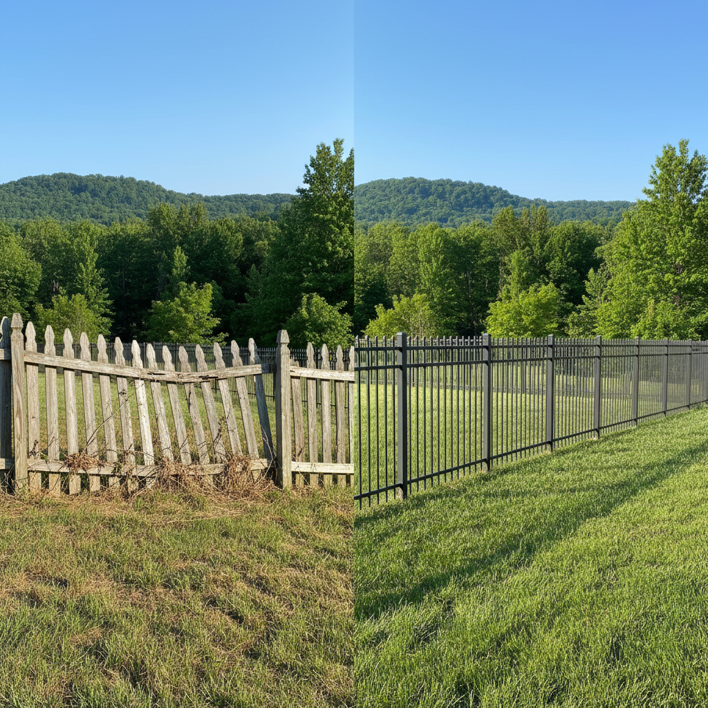 Completed aluminum fence installation work at a residential property in Loudon, TN