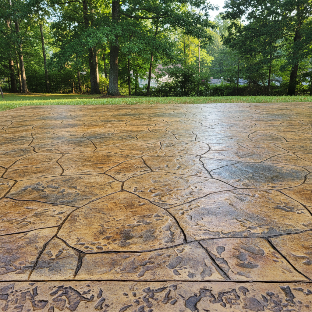 Completed stamped concrete work at a residential property in Oak Ridge, TN
