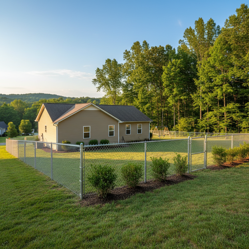 Completed chain link fence installation work at a residential property in Loudon, TN