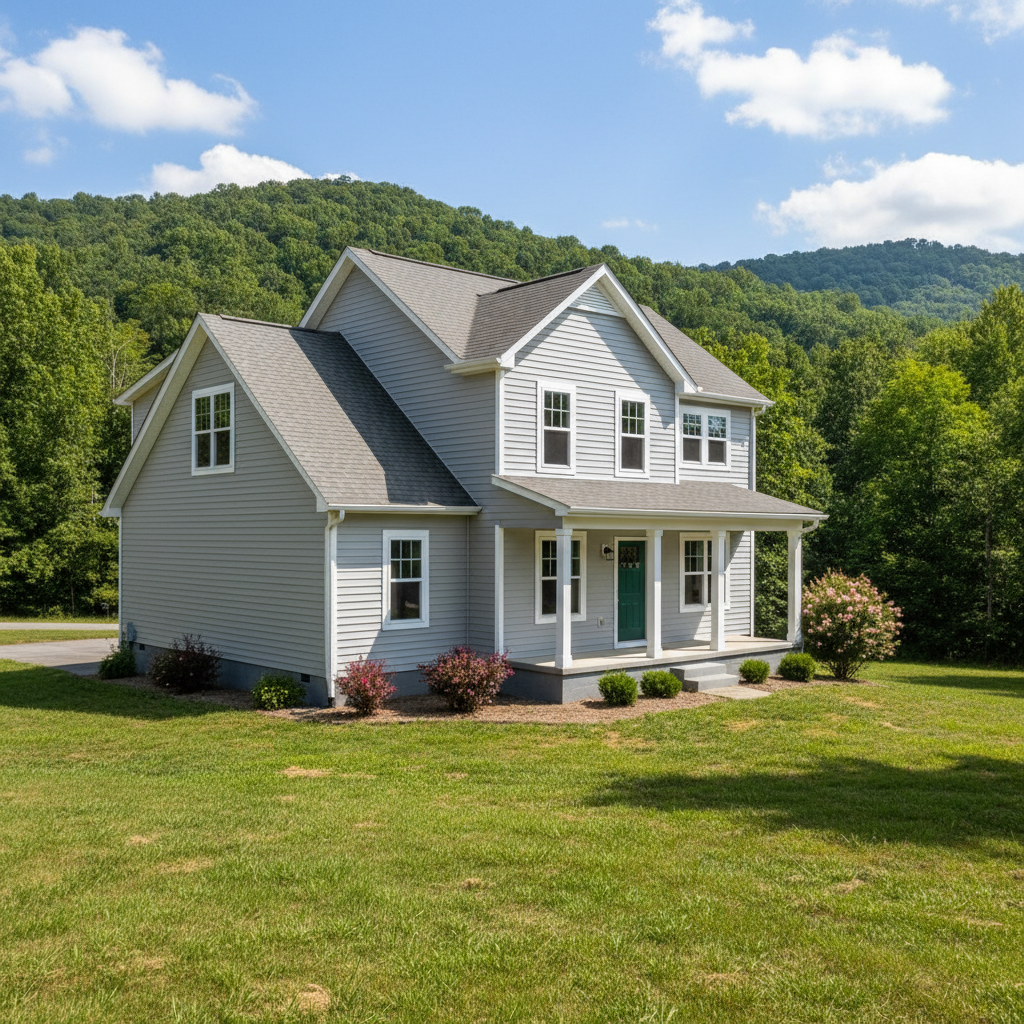 Completed vinyl siding installation work at a residential property in Sevierville, TN