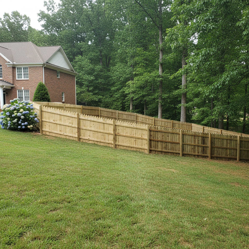 Completed fence repair work at a residential property in Loudon, TN