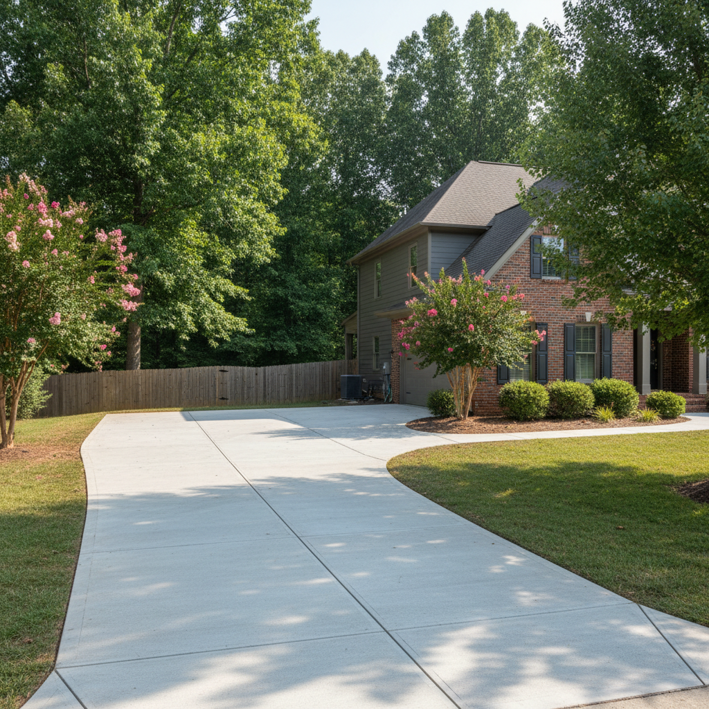 Completed concrete installation work at a residential property in Oak Ridge, TN