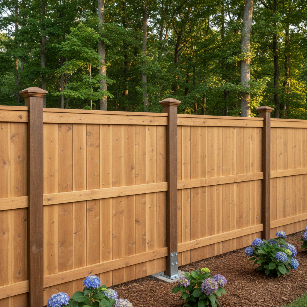 Completed privacy fence installation work at a residential property in Norris, TN