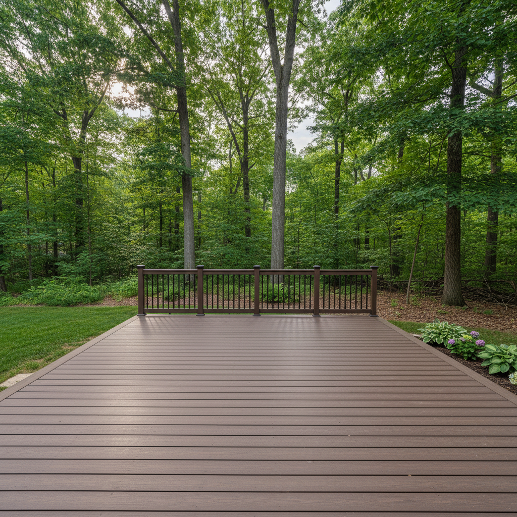 Completed composite decks work at a residential property in Hamden, CT
