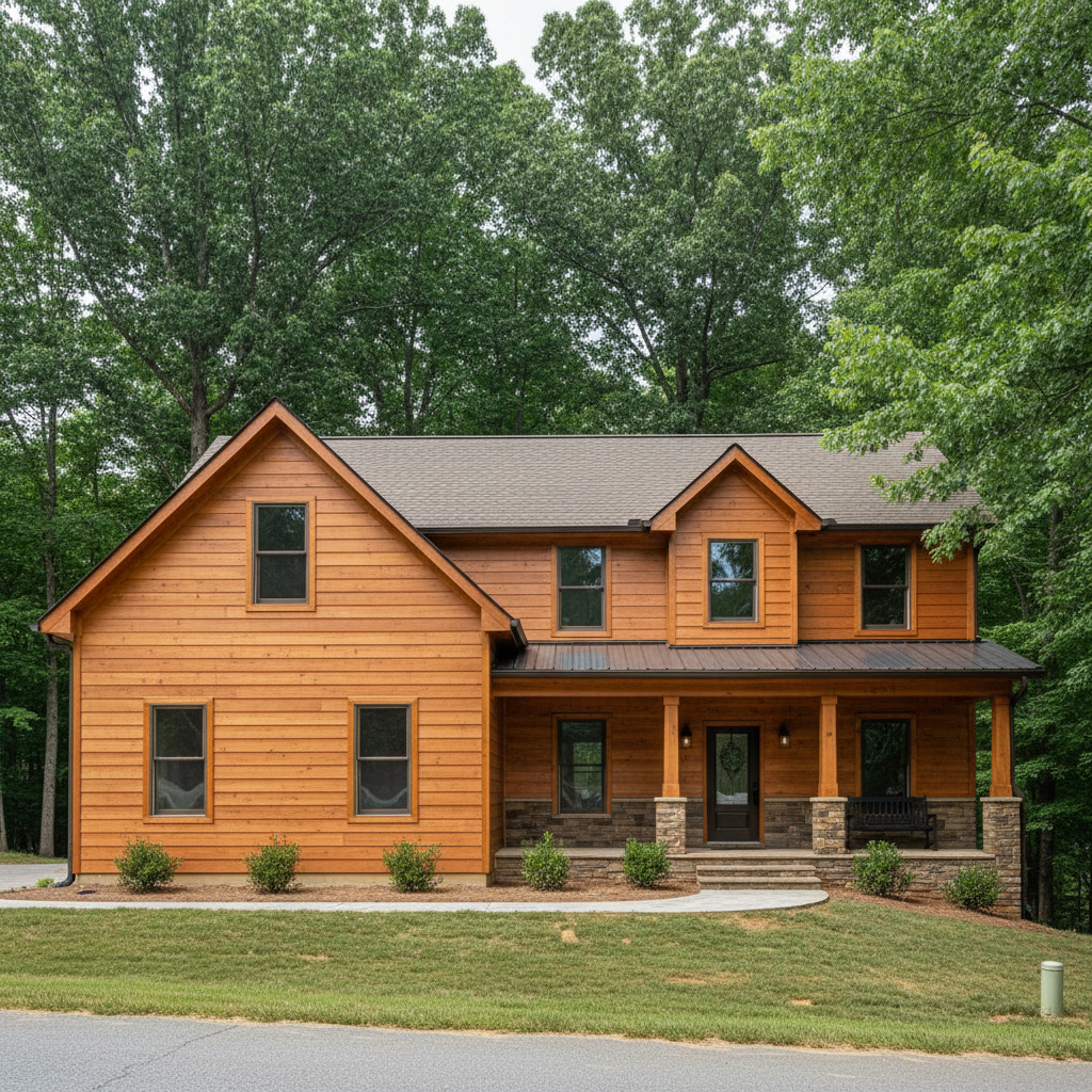 Completed wooden siding work at a residential property in Sevierville, TN