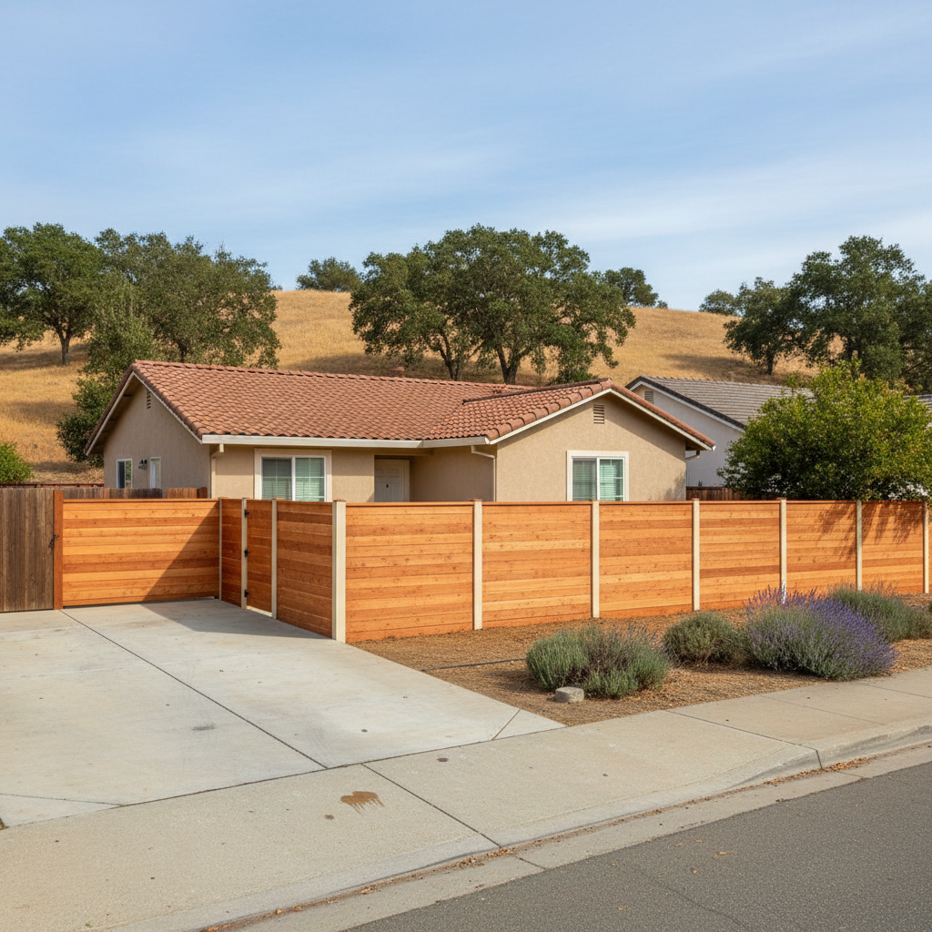Completed fence staining and painting work at a residential property in American Canyon, CA