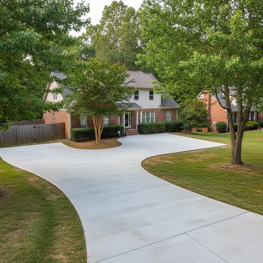 Completed concrete flatwork work at a residential property in Oak Ridge, TN