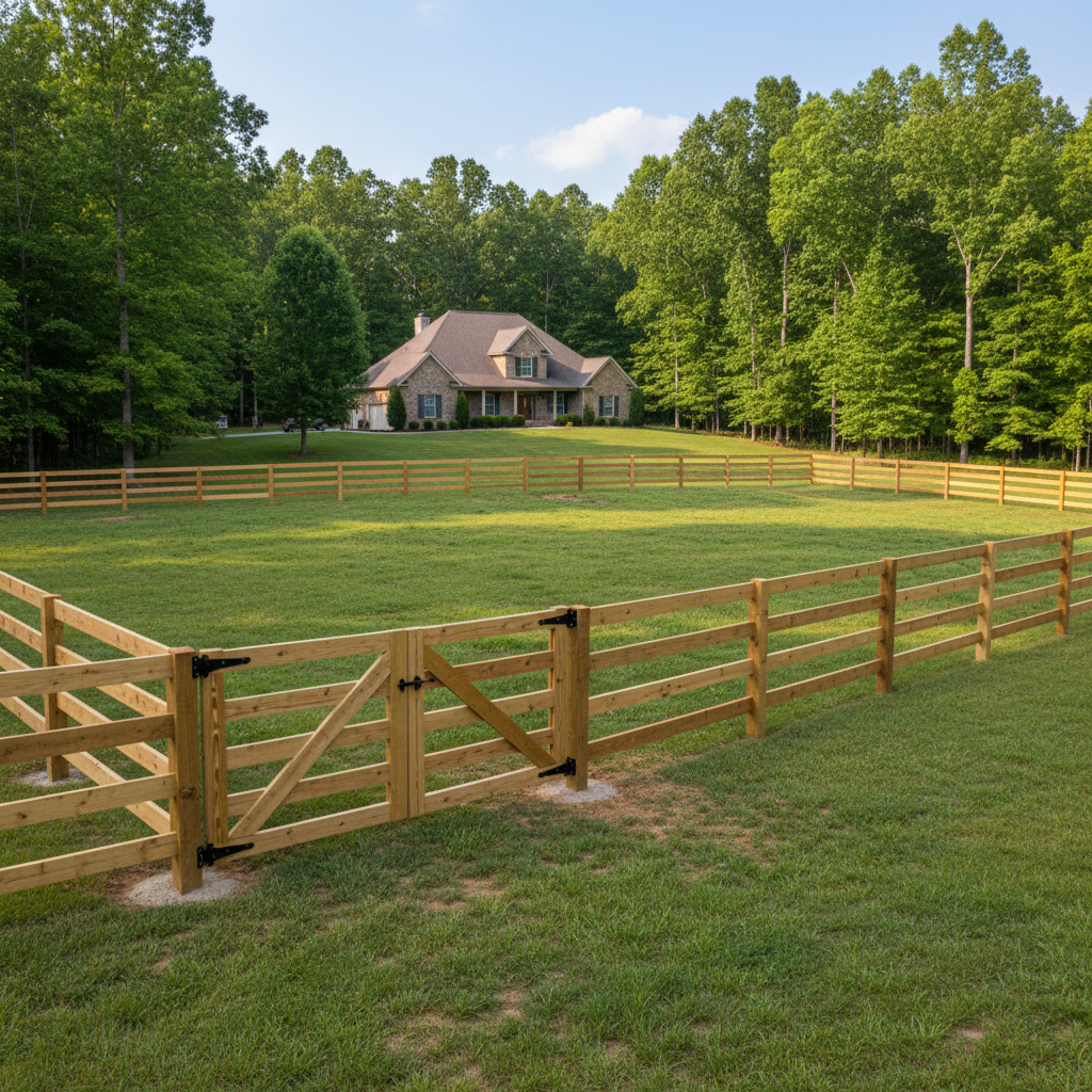 Completed farm fencing work at a residential property in Norris, TN