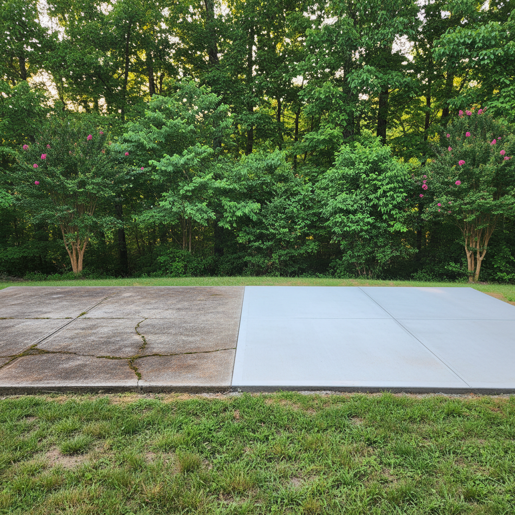 Completed concrete patios work at a residential property in Oak Ridge, TN