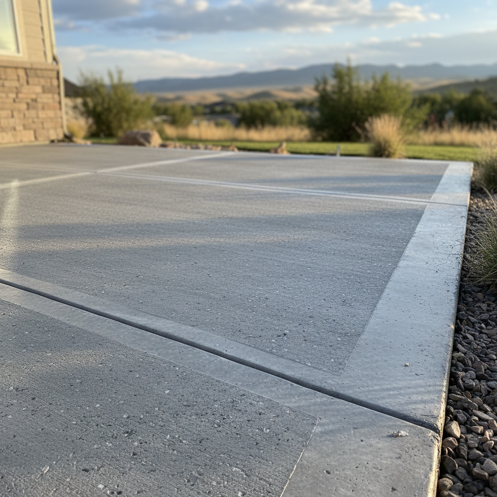 Completed concrete patios work at a residential property in Ogden, UT