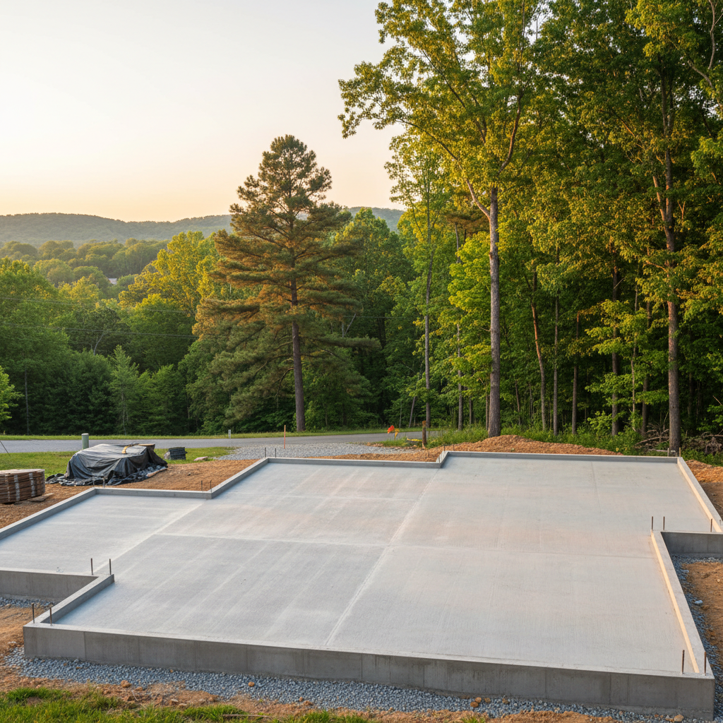 Completed concrete foundations work at a residential property in Oak Ridge, TN