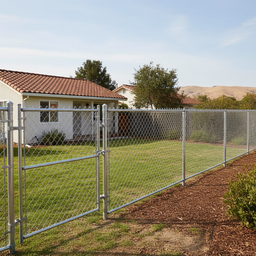 Completed chain link fence installation work at a residential property in Vallejo, CA