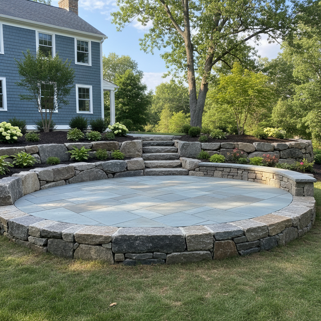 Completed stone masonry work at a residential property in Lexington, MA