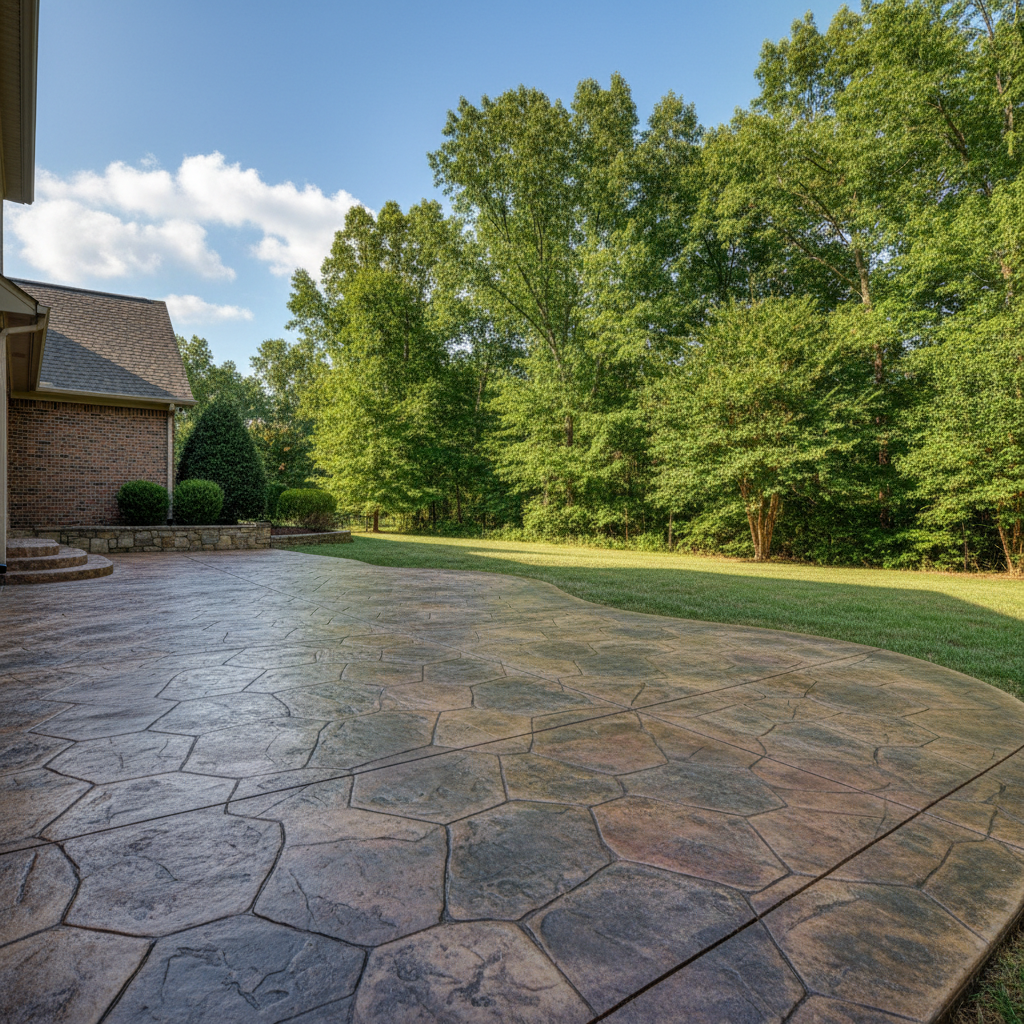 Completed stamped concrete work at a residential property in Oak Ridge, TN