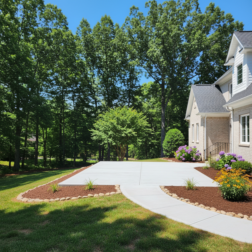 Completed concrete installation work at a residential property in Oak Ridge, TN
