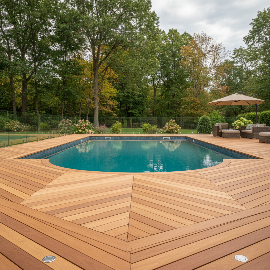 Completed pool decks work at a residential property in Hamden, CT