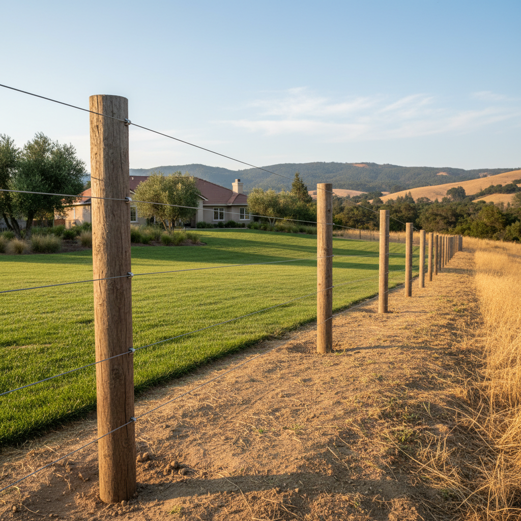 Completed farm fencing work at a residential property in American Canyon, CA