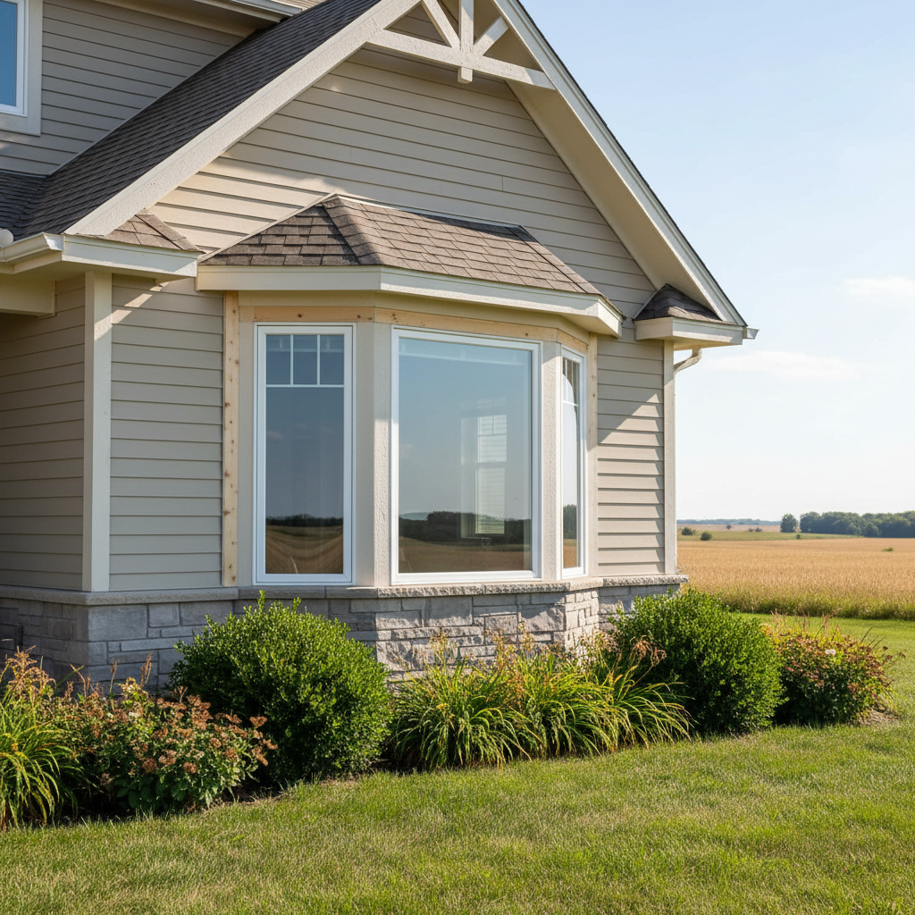 Completed bay window installation work at a residential property in Great Bend, KS