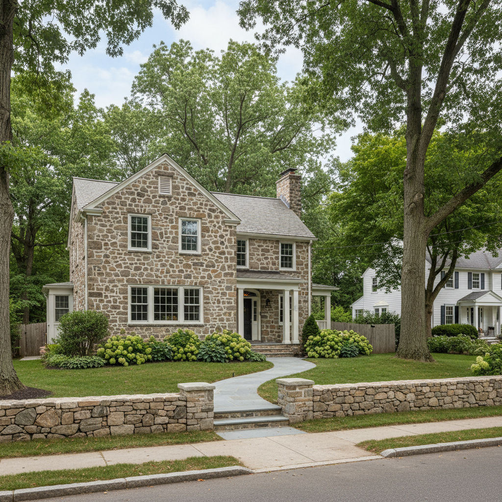Completed masonry restoration work at a residential property in Lexington, MA