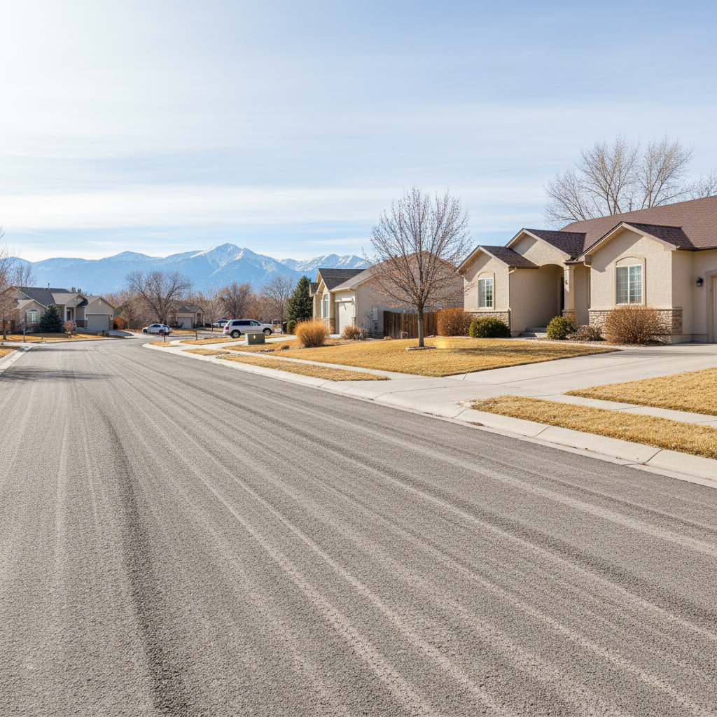 Completed asphalt milling work at a residential property in Thornton, CO