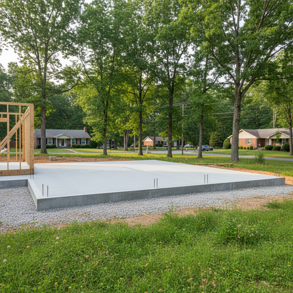 Completed concrete foundations work at a residential property in Oak Ridge, TN