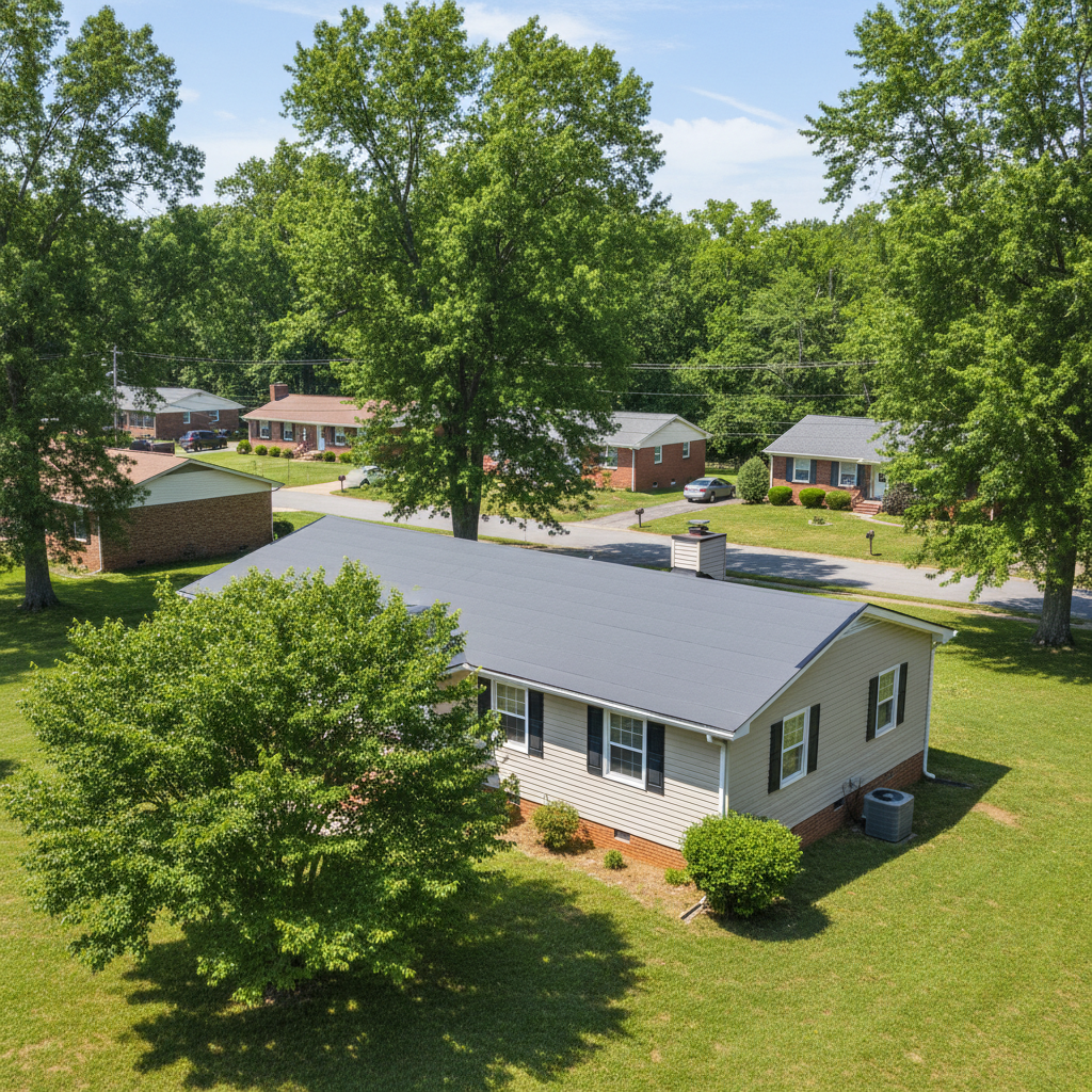 Completed flat roofing work at a residential property in Louisburg, NC