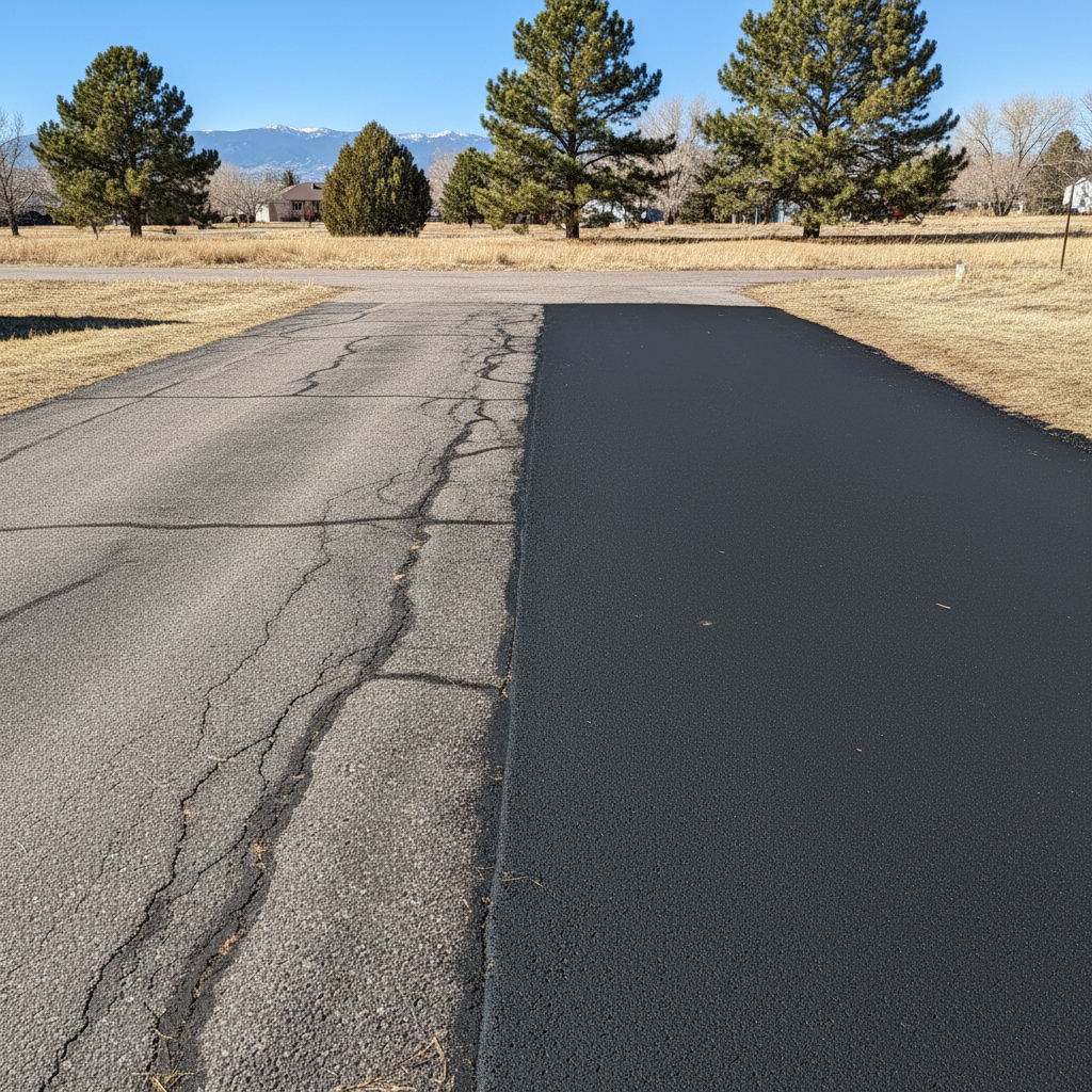 Completed slurry coating work at a residential property in Thornton, CO
