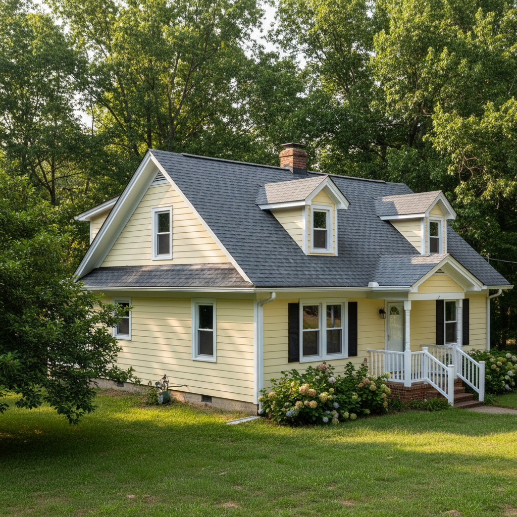 Completed roof replacement work at a residential property in Louisburg, NC