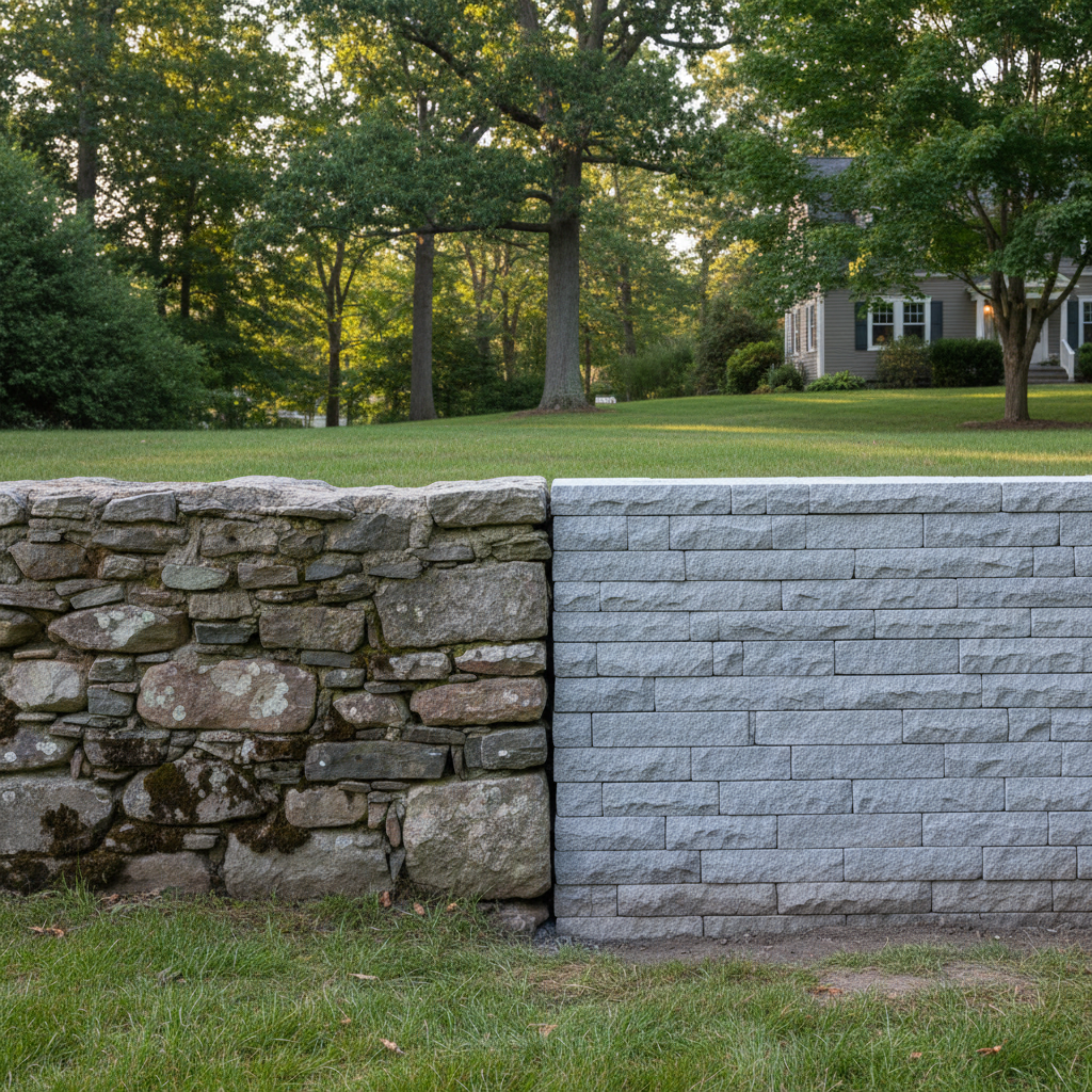 Completed stone masonry work at a residential property in Lexington, MA