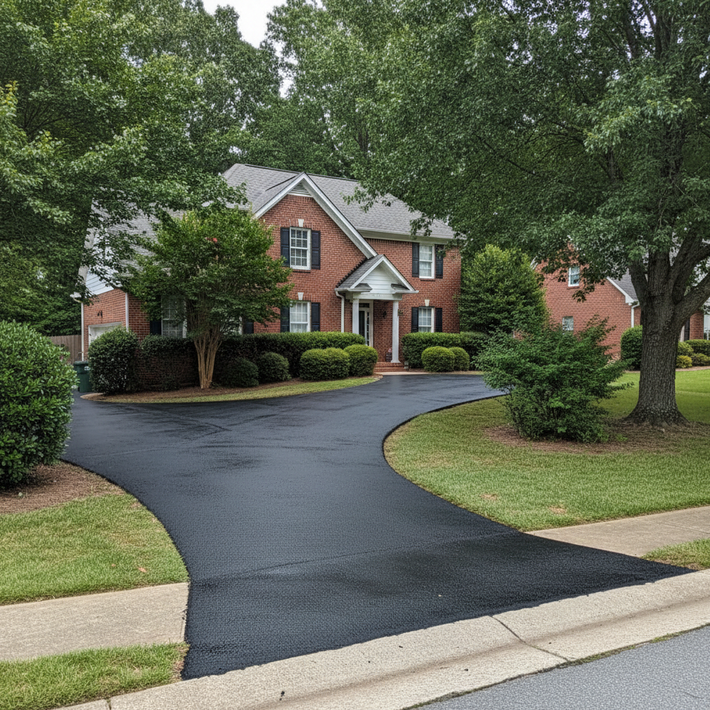 Completed asphalt sealcoating work at a residential property in Montgomery, AL