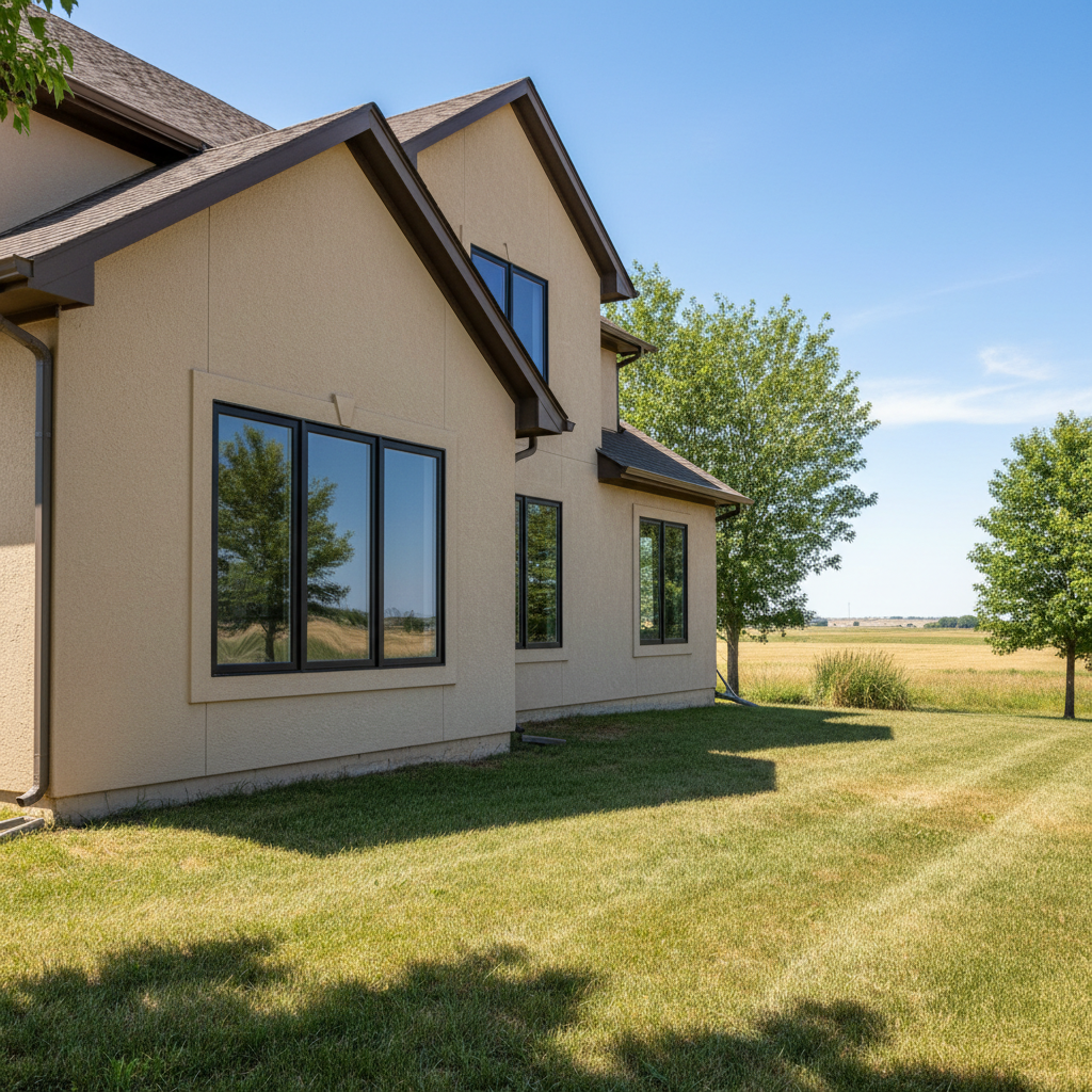 Completed commercial window installation work at a residential property in Great Bend, KS