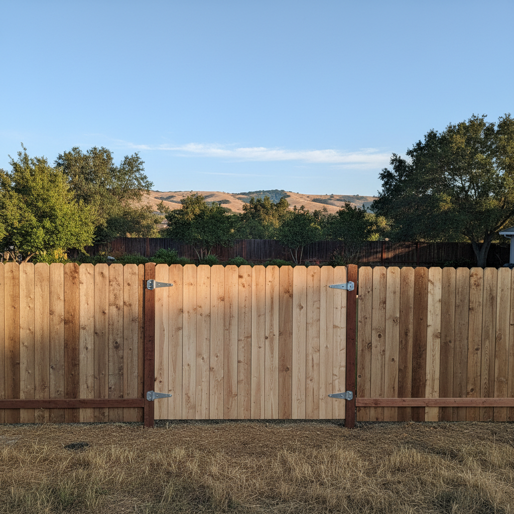 Completed fence repair work at a residential property in American Canyon, CA