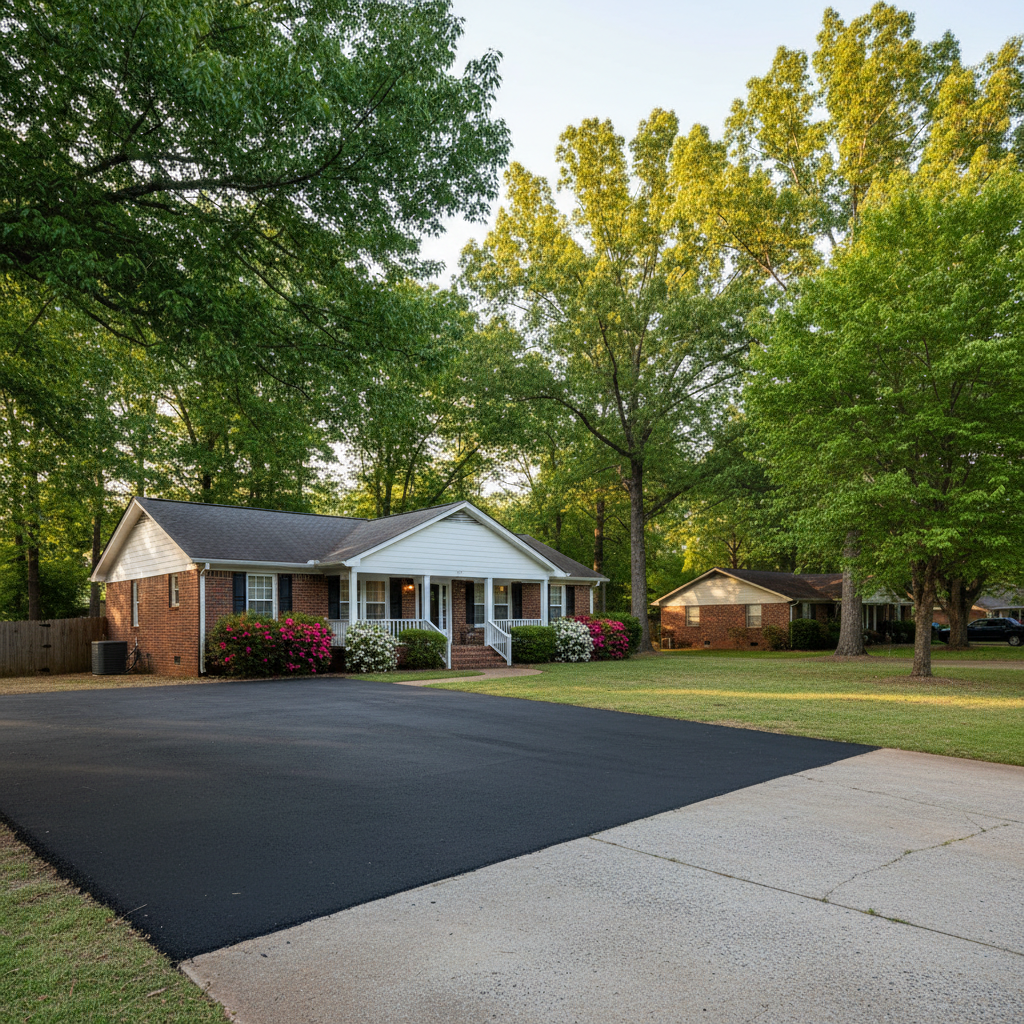 Completed asphalt repair work at a residential property in Tuscaloosa, AL