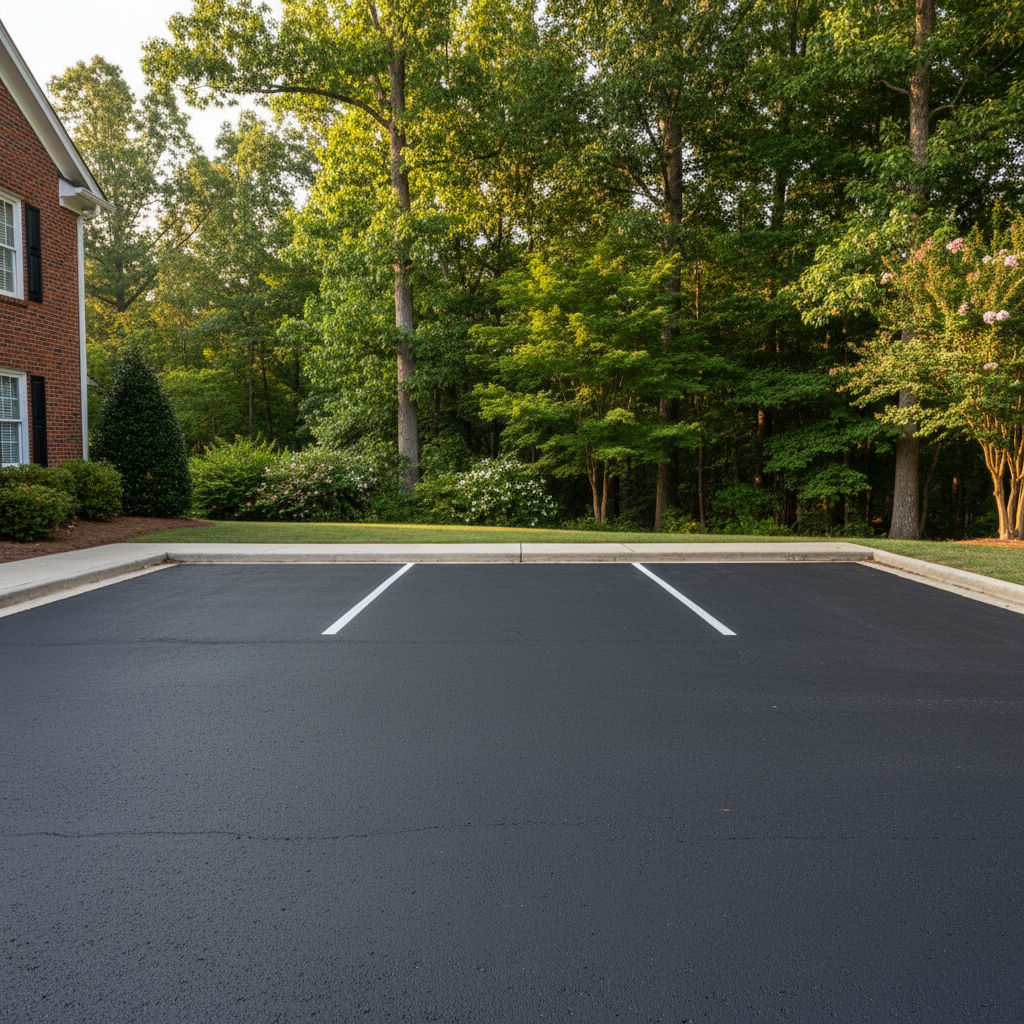 Completed parking lot paving work at a residential property in Birmingham, AL