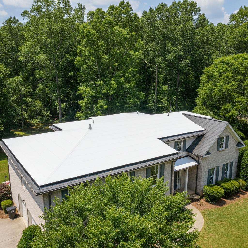 Completed commercial tpo roofing work at a residential property in Louisburg, NC