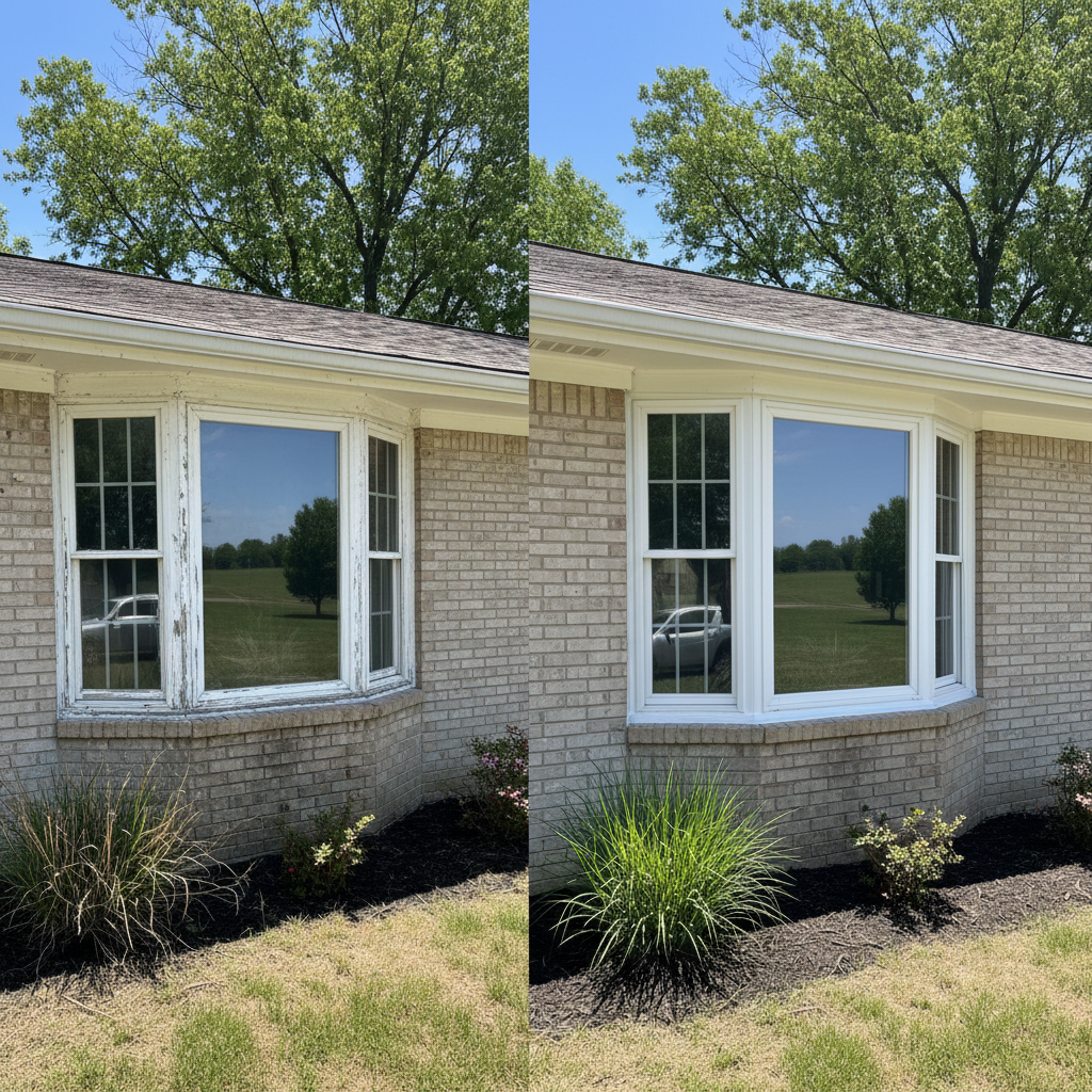 Completed bay window installation work at a residential property in Pittsburg, KS