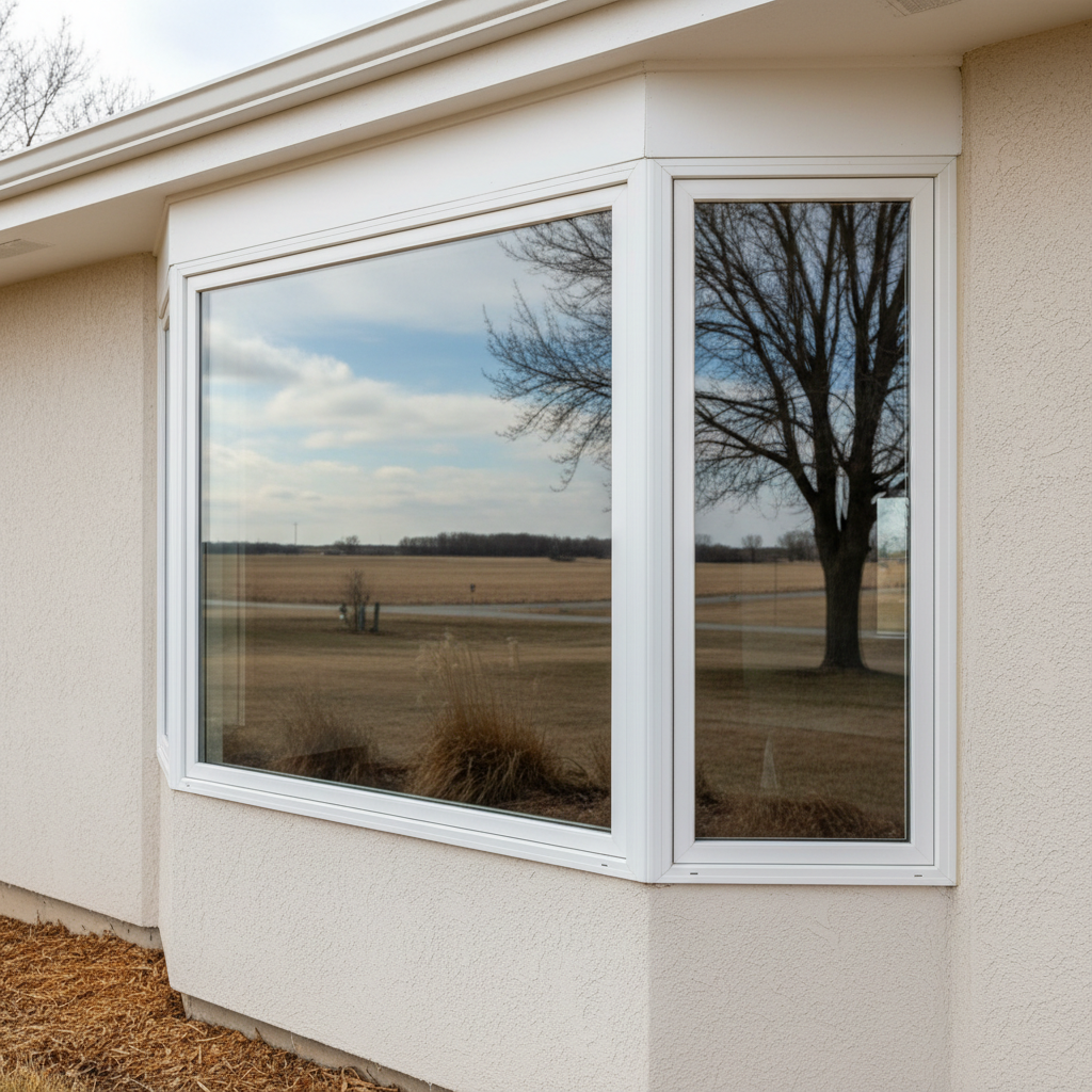 Completed bay window installation work at a residential property in Great Bend, KS