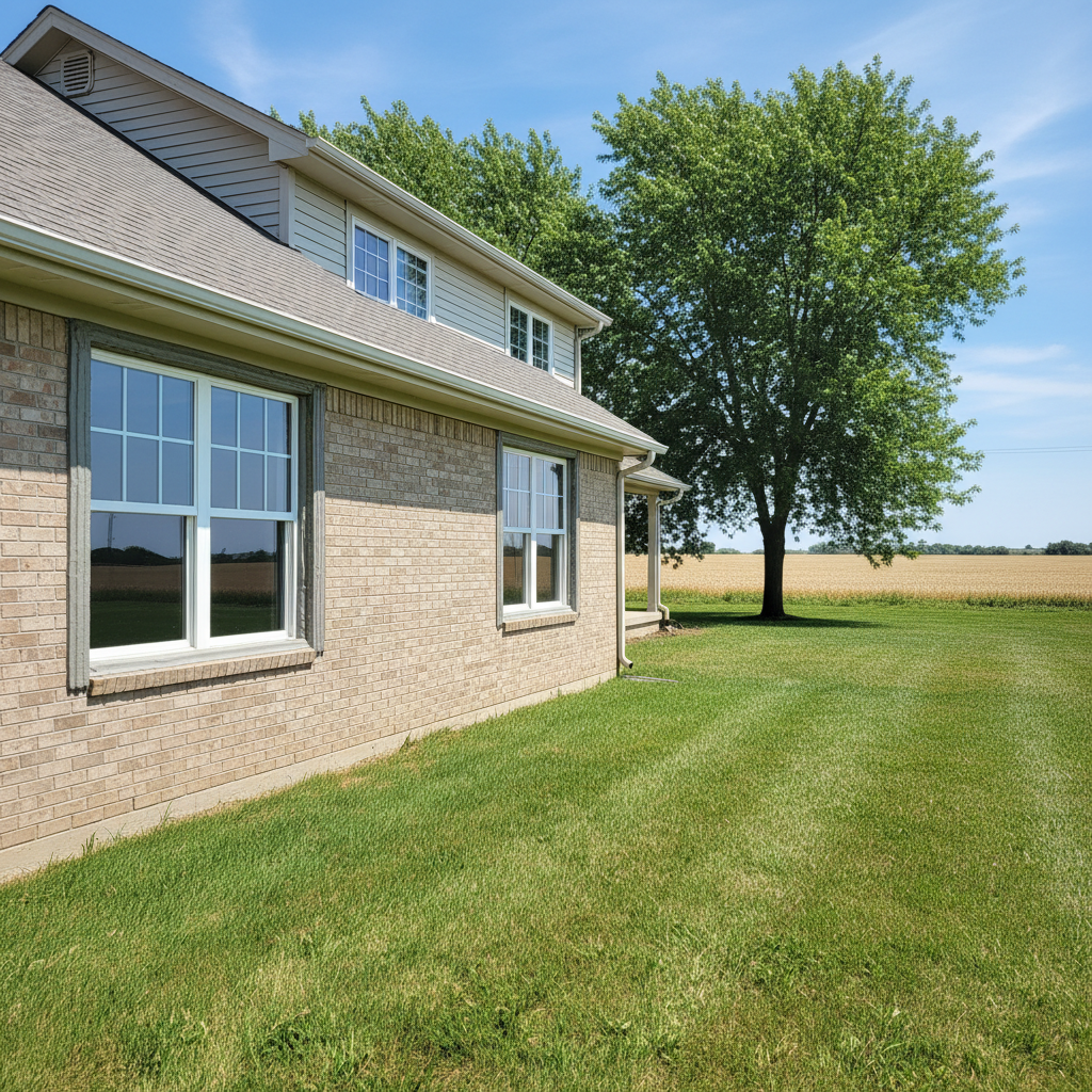 Completed window caulking and sealing work at a residential property in Great Bend, KS