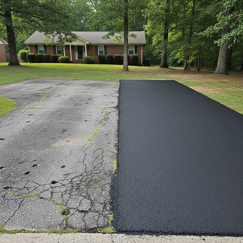 Completed asphalt paving work at a residential property in Montgomery, AL