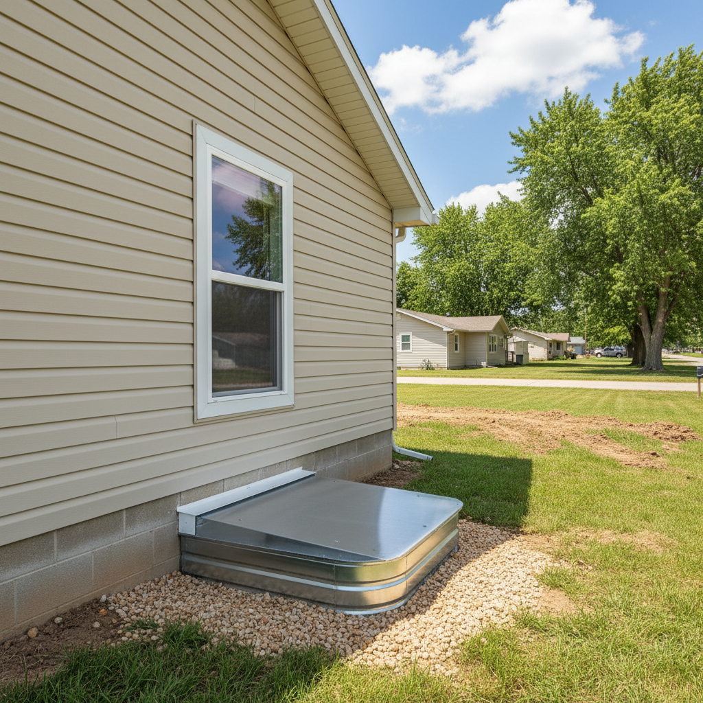 Completed egress window installation work at a residential property in Great Bend, KS