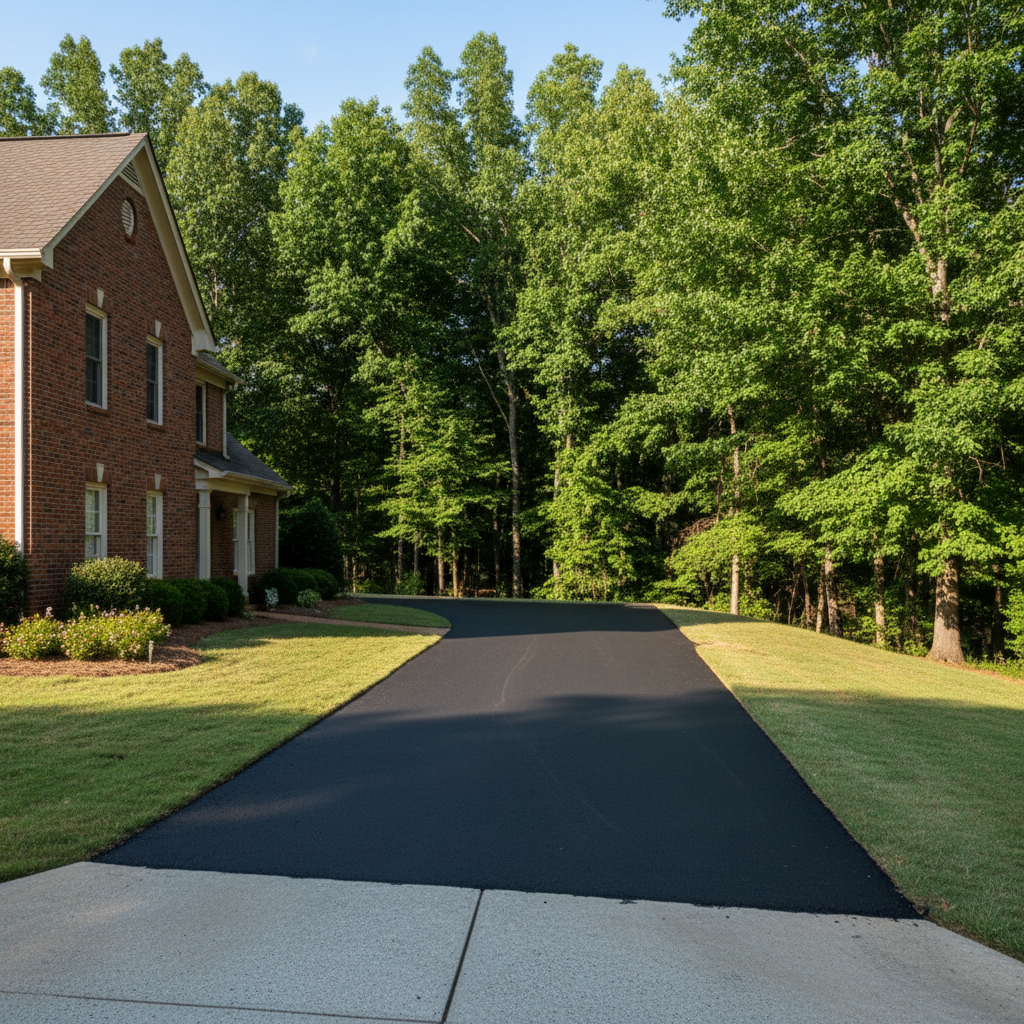 Completed asphalt paving work at a residential property in Birmingham, AL