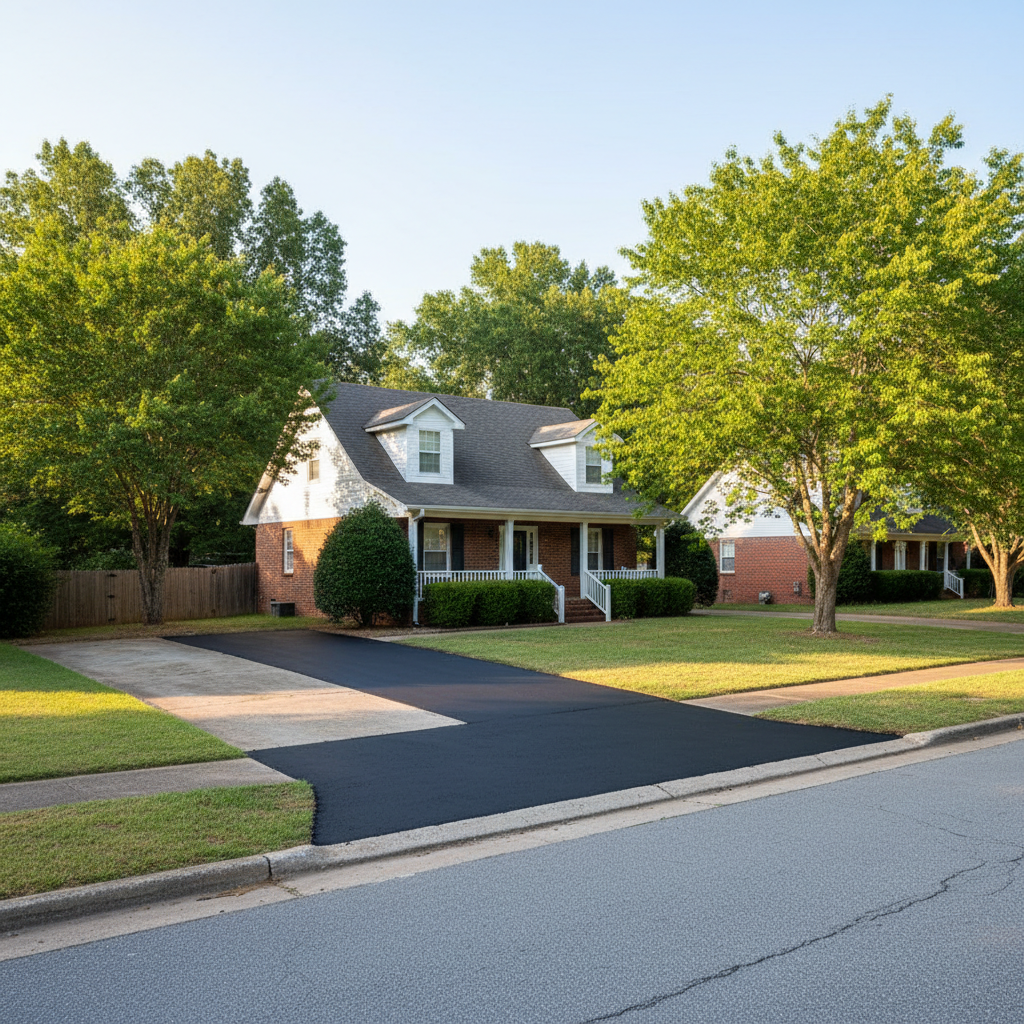 Completed asphalt patching work at a residential property in Tuscaloosa, AL